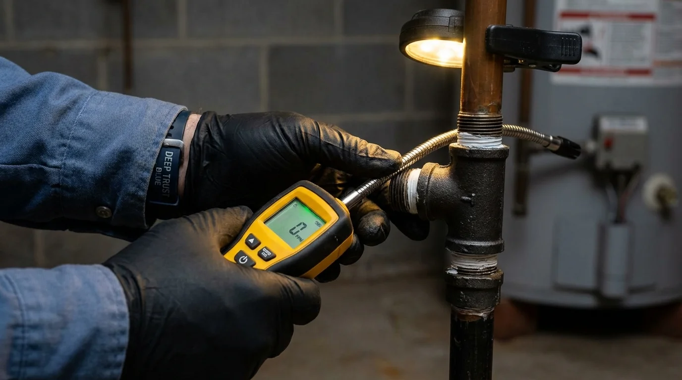 Gas leak detection with electronic sniffer by Johns Plumbing LLC in Clarkston